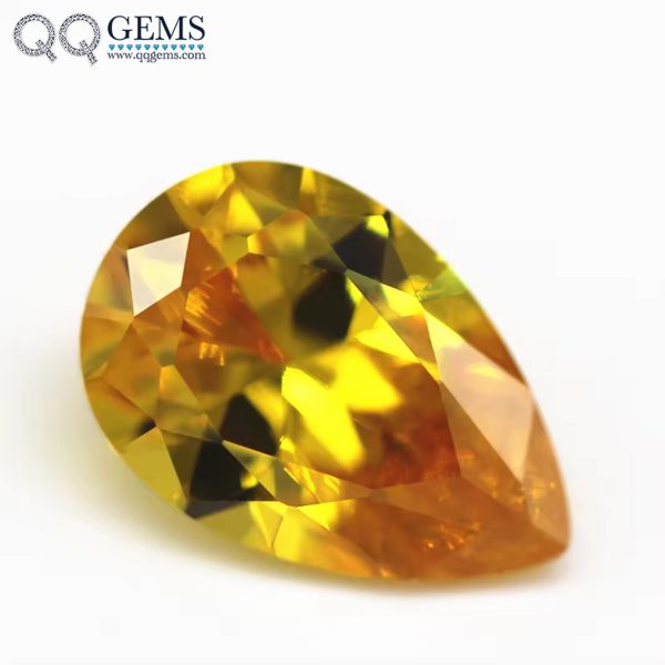 Golden Yellow Cubic Zirconia Loose Gemstones Synthetic Faceted Cut Pear Shape CZ Stones - Image 5