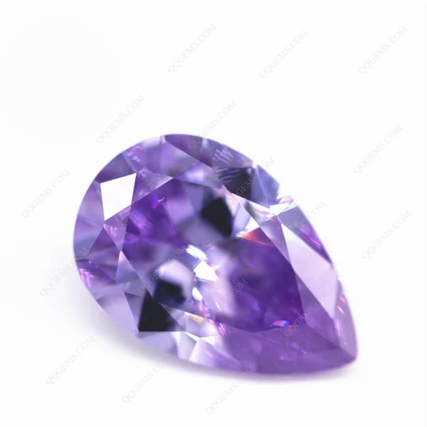 Lavender Color Cubic Zirconia Loose Gemstones Synthetic Faceted Cut Pear Shape CZ Stones - Image 4