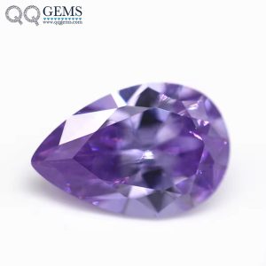 Lavender Color Cubic Zirconia Loose Gemstones Synthetic Faceted Cut Pear Shape CZ Stones