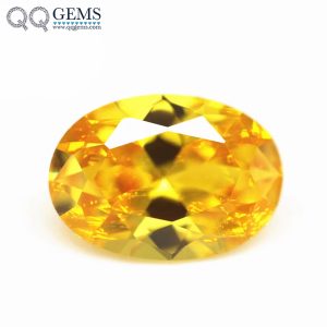 Golden Yellow Cubic Zirconia Loose Gemstone Synthetic Faceted Oval Cut CZ Stones