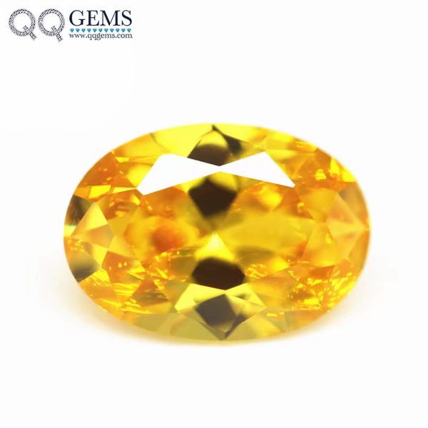 Golden Yellow Cubic Zirconia Loose Gemstone Synthetic Faceted Oval Cut CZ Stones