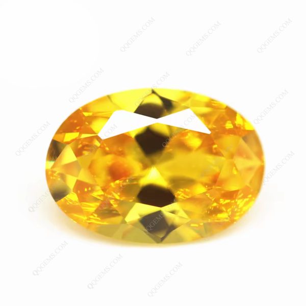 Golden Yellow Cubic Zirconia Loose Gemstone Synthetic Faceted Oval Cut CZ Stones - Image 2