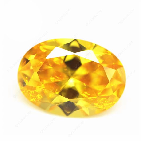 Golden Yellow Cubic Zirconia Loose Gemstone Synthetic Faceted Oval Cut CZ Stones - Image 3
