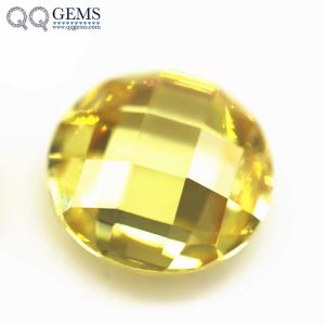 Lemon Cubic Zirconia Loose Gems Synthetic Round Shape Grid Cut CZ Stones