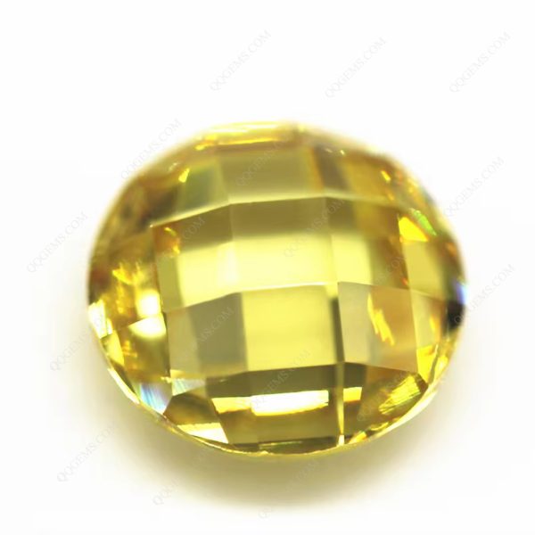 Lemon Cubic Zirconia Loose Gems Synthetic Round Shape Grid Cut CZ Stones - Image 2