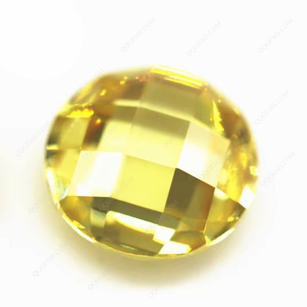 Lemon Cubic Zirconia Loose Gems Synthetic Round Shape Grid Cut CZ Stones - Image 4