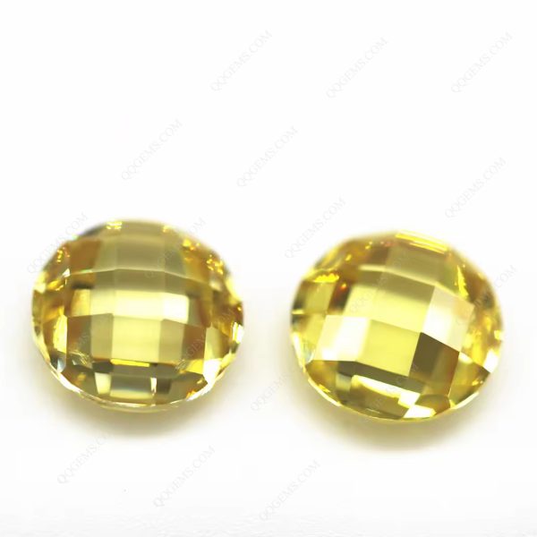 Lemon Cubic Zirconia Loose Gems Synthetic Round Shape Grid Cut CZ Stones - Image 5