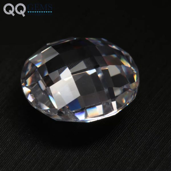 Round Double Checker Board Cut White Color Cubic Zirconia Loose Gems