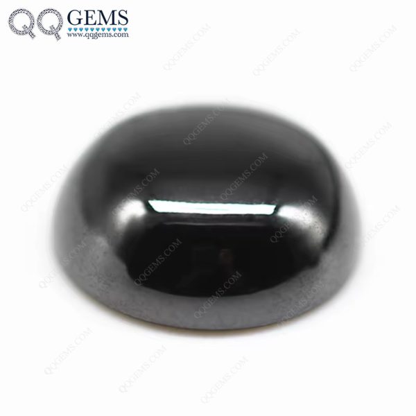 Black Cubic Zirconia Loose Gems Synthetic Round Cabochon Cut CZ Stones