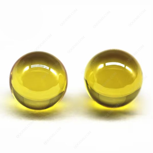 Round Beads Golden Yellow Cubic Zirconia Loose Gems Synthetic Round Ball Shape CZ Stones - Image 2