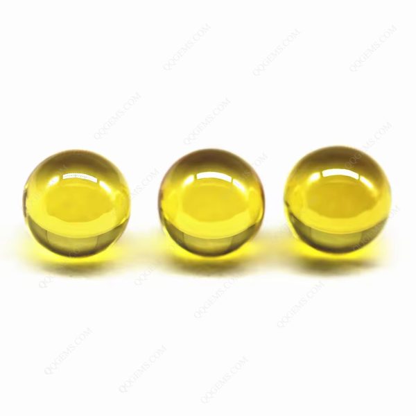 Round Beads Golden Yellow Cubic Zirconia Loose Gems Synthetic Round Ball Shape CZ Stones - Image 4