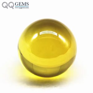 Round Beads Golden Yellow Cubic Zirconia Loose Gems Synthetic Round Ball Shape CZ Stones