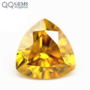 Golden Yellow Trillion Cut Cubic Zirconia Loose Gems Synthetic Diamond Cut Trillion Shape CZ Stones 