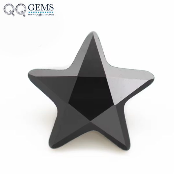 Black Five Pointed Star Shape Cubic Zirconia Loose Gemstones Synthetic Star Diamond Cut CZ Stones 