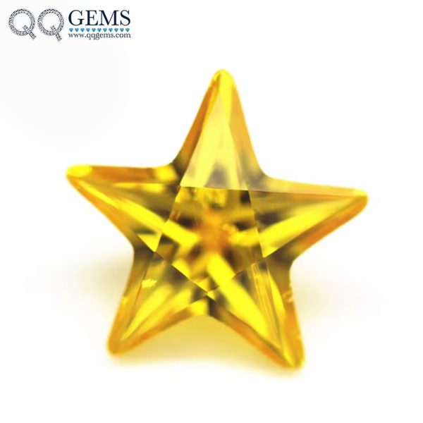 Golden Yellow Five Pointed Star Cut Cubic Zirconia Loose Gemstones Synthetic Star Shape CZ Stones  - Image 4