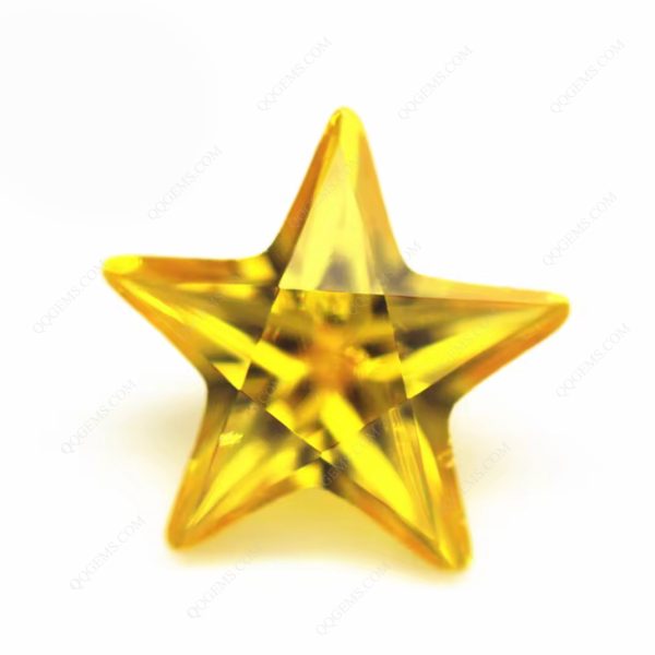 Golden Yellow Five Pointed Star Cut Cubic Zirconia Loose Gemstones Synthetic Star Shape CZ Stones  - Image 3