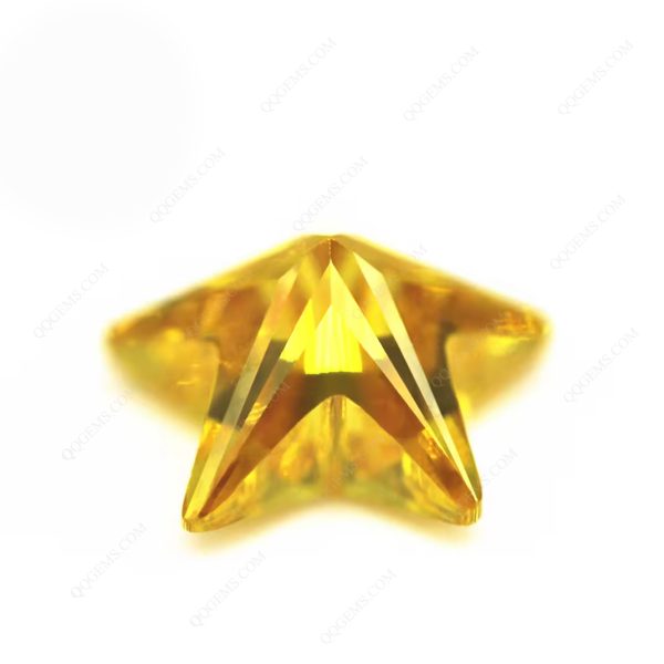 Golden Yellow Five Pointed Star Cut Cubic Zirconia Loose Gemstones Synthetic Star Shape CZ Stones  - Image 2
