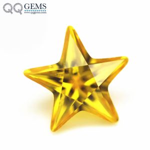 Golden Yellow Five Pointed Star Cut Cubic Zirconia Loose Gemstones Synthetic Star Shape CZ Stones 