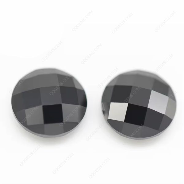 Black Cubic Zirconia Loose Gems Synthetic Single Grid Cut CZ Stones - Image 2
