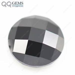 Black Cubic Zirconia Loose Gems Synthetic Single Grid Cut CZ Stones