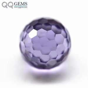 Lavender Cubic Zirconia Gemstones Synthetic Faceted Ball CZ Beads Stones with Holes