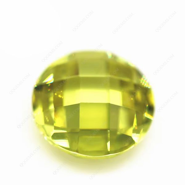 Round Double Checker Board Cut Olive Cubic Zirconia Loose Gems Synthetic Grid Cut CZ Stones - Image 4