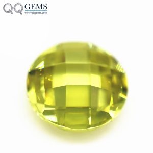 Round Double Checker Board Cut Olive Cubic Zirconia Loose Gems Synthetic Grid Cut CZ Stones