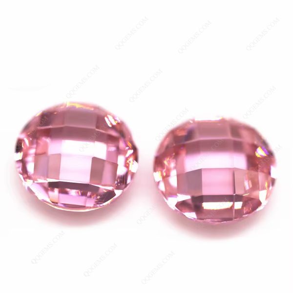 pink Cubic Zirconia Loose Gems Synthetic Round Shape Single Grid Cut CZ Stones - Image 2