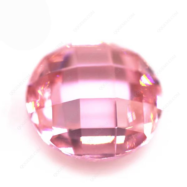 Round Shape Double Checker Board Cut pink Cubic Zirconia Loose Gems Synthetic Grid Cut CZ Stones - Image 4