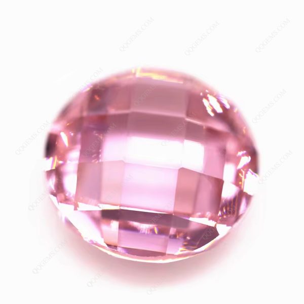 pink Cubic Zirconia Loose Gems Synthetic Round Shape Single Grid Cut CZ Stones - Image 5