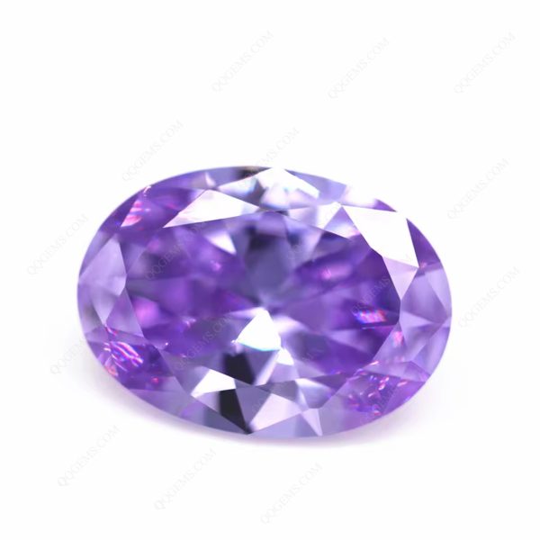 Lavender Cubic Zirconia Loose Gemstone Synthetic Oval Shape Machine Cut CZ Stones - Image 2