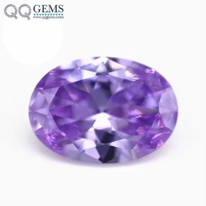 Lavender Cubic Zirconia Loose Gemstone Synthetic Oval Shape Machine Cut CZ Stones