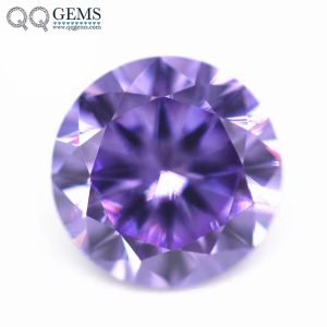Lavender Cubic Zirconia Loose Gemstones Artificial Round Faceted Cut CZ Gemstones