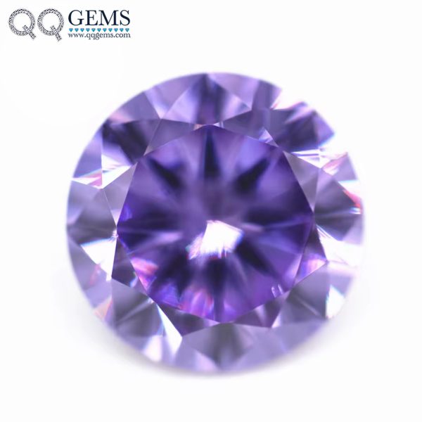 Lavender Cubic Zirconia Loose Gemstones Artificial Round Faceted Cut CZ Gemstones