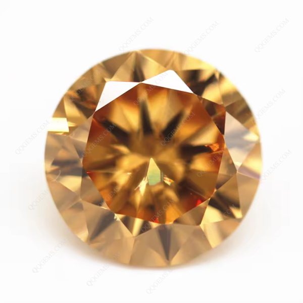 Champagne/dark champagne Cubic Zirconia Loose Gems Synthetic Round Shape Diamond Cut CZ Gemstones - Image 3
