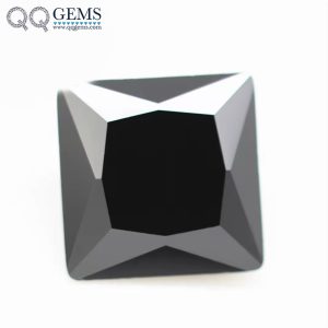 Black Color Princess Cut square Shape Cubic Zirconia Loose Gemstones