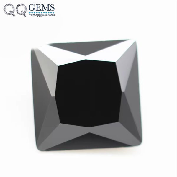 Black Color Princess Cut square Shape Cubic Zirconia Loose Gemstones