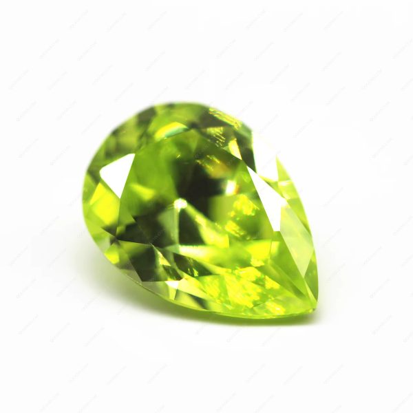 Apple Green/D-apple Green Cubic Zirconia Loose Gems Synthetic Diamond Cut Pear Shape CZ Stones - Image 2