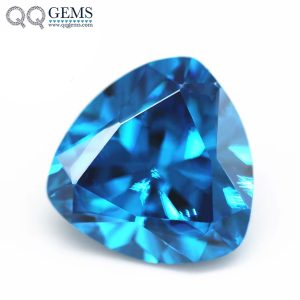 Aqua Blue/blue Topaz Cubic Zirconia Gemstones Synthetic Trillion Cut CZ Stones 