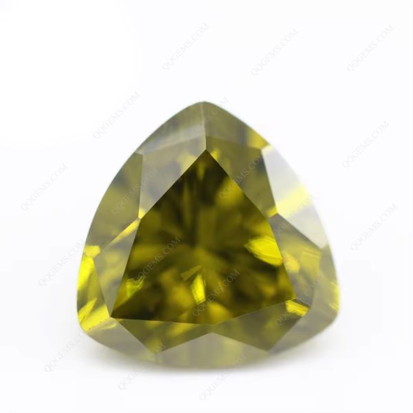 Peridot/D-peridot Trillion Cut Cubic Zirconia Loose Gemstone Synthetic Bright Cut Trillion Shape - Image 3