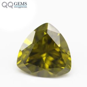 Peridot/D-peridot Trillion Cut Cubic Zirconia Loose Gemstone Synthetic Bright Cut Trillion Shape