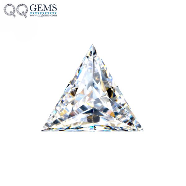White Color Cubic Zirconia Loose Gemstones Synthetic Machine Cut Triangle Shape CZ Stones 