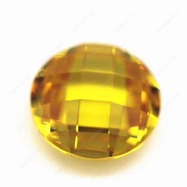 olden Yellow Cubic Zirconia Loose Gems Synthetic Grid Cut CZ Stones - Image 2