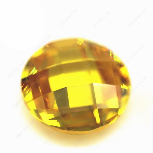 olden Yellow Cubic Zirconia Loose Gems Synthetic Grid Cut CZ Stones - Image 3