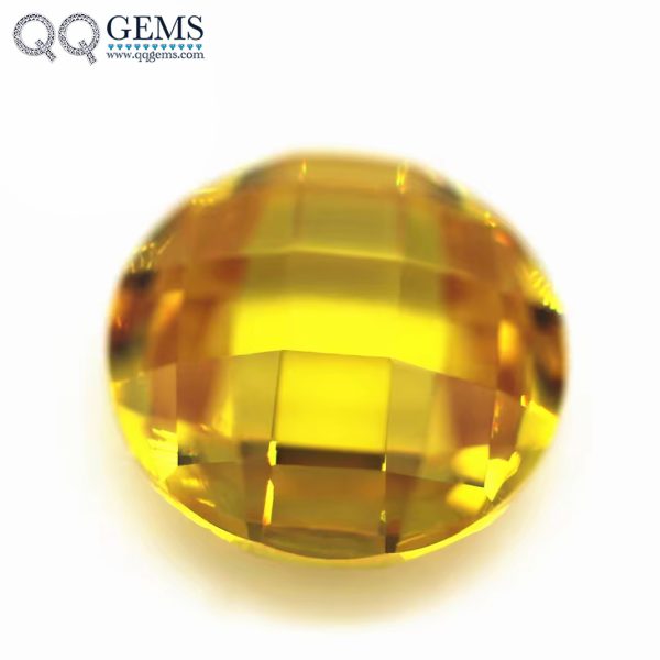 olden Yellow Cubic Zirconia Loose Gems Synthetic Grid Cut CZ Stones
