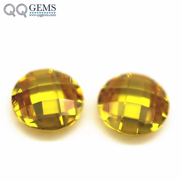 olden Yellow Cubic Zirconia Loose Gems Synthetic Grid Cut CZ Stones - Image 5