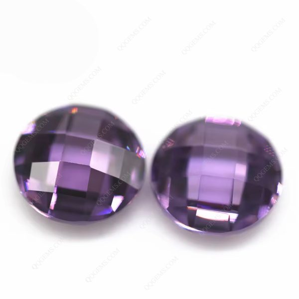Amethyst/dark Amethyst Cubic Zirconia Loose Gems Synthetic Round Grid Cut CZ Stones - Image 4