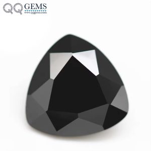 Black Color Trillion Cut Cubic Zirconia Loose Gemstones Artificial Machine Cut Trillion Shape