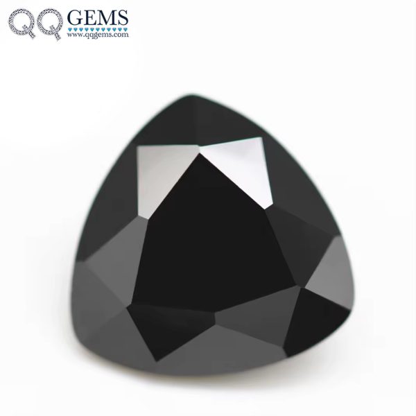 Black Color Trillion Cut Cubic Zirconia Loose Gemstones Artificial Machine Cut Trillion Shape