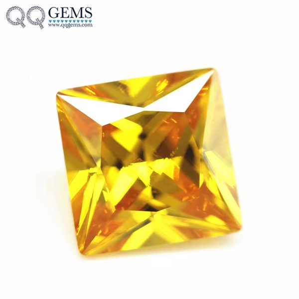 Golden Yellow Princess Cut square Cubic Zirconia Gemstones Synthetic square Cut CZ Stones